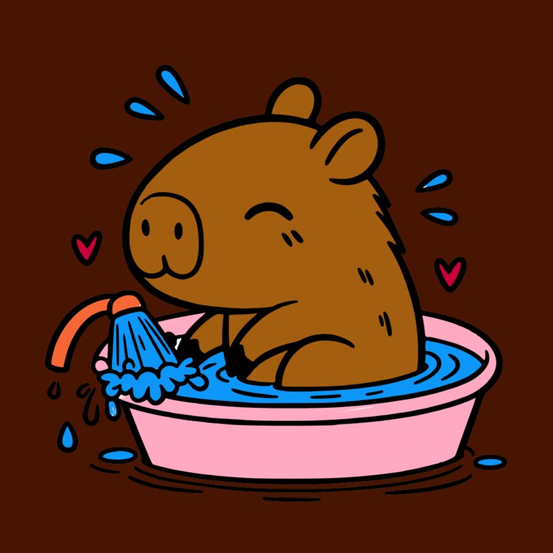 capybara taking a bath