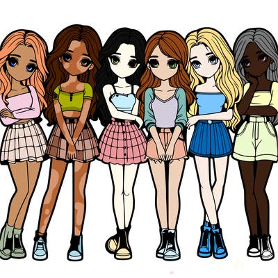 a group of girls realistic