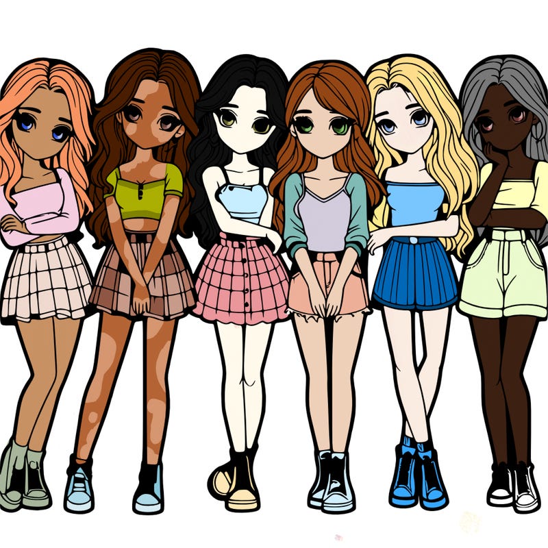 a group of girls realistic