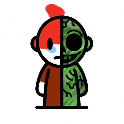 half side human half side zombie