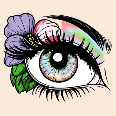 realistic eye with flower