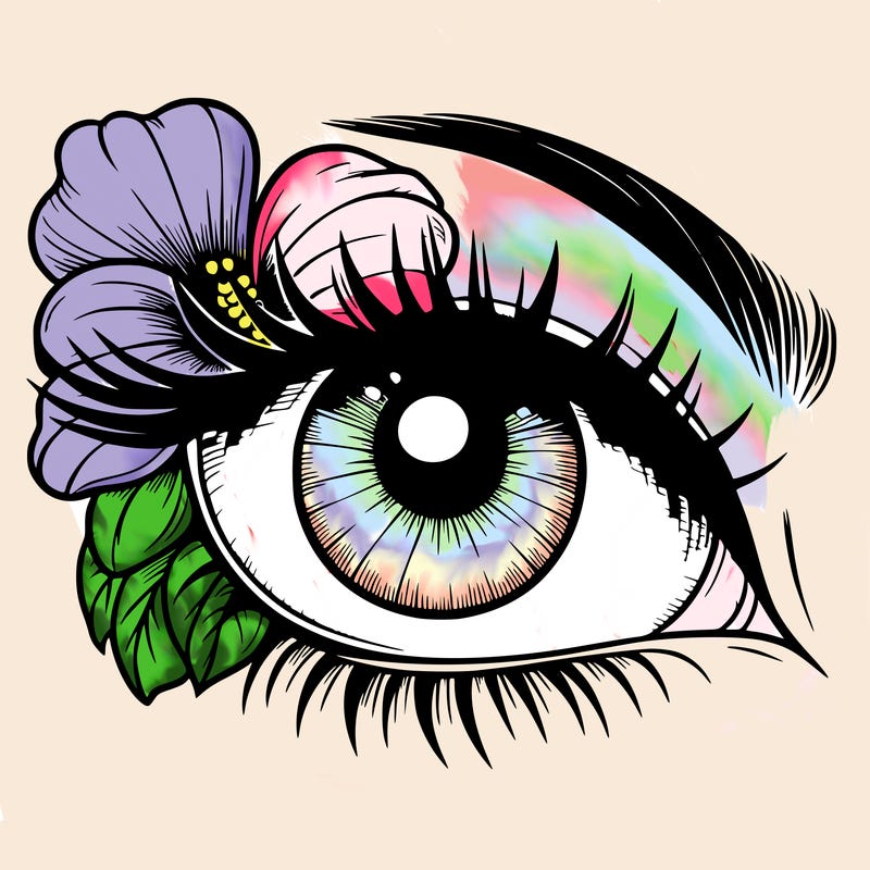 realistic eye with flower