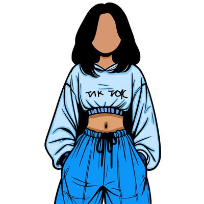 realistic girl faceless with baggy pants and a crop top