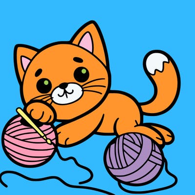 cat playing with yarn