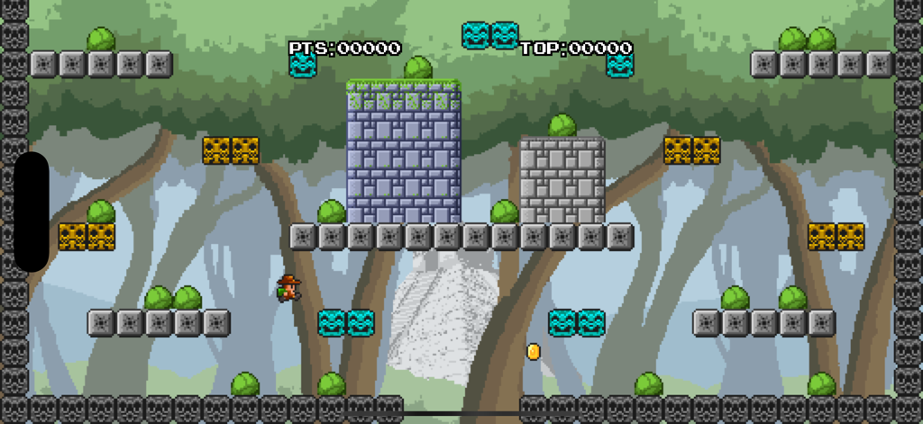 Aztec Antics - Captura de pantalla de un nivel selvático de plataformas retro de Aztec Antics