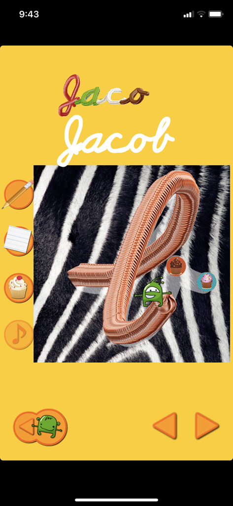 Cursive Touch and Write - Cursive writing practice on a zebra background in the Cursive Touch and Write app