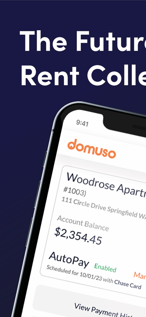 Domuso Resident Portal - Domuso app interface showing account balance and autopay status for a resident portal