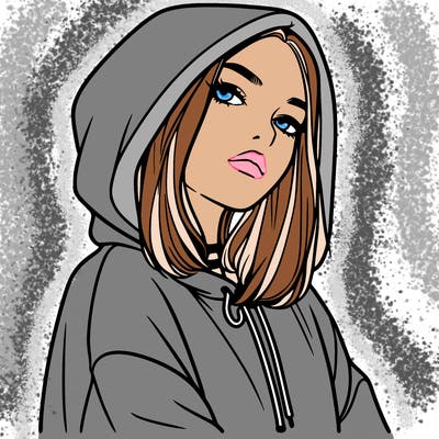 a realistic girl in a hoodie