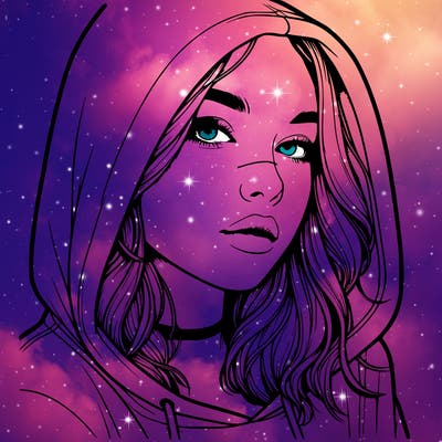 realistic girl with hood on