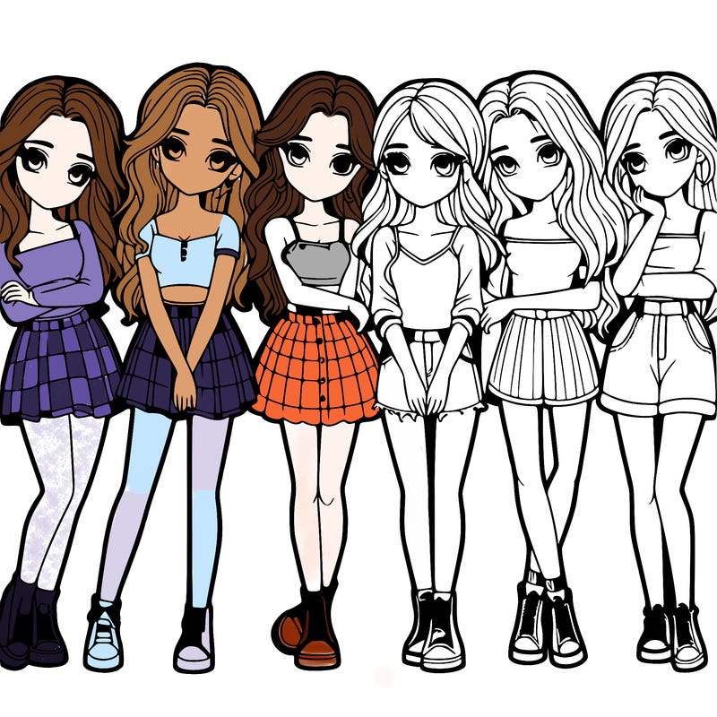 a group of girls realistic