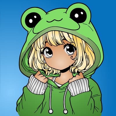 a cute teenage girl wearing a frog hoodie
