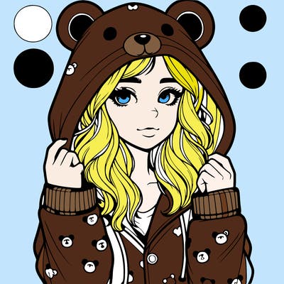 realistic girl in a animal pjs hoodie