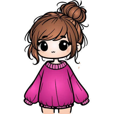 cute girl with baggy sweater and messy bun