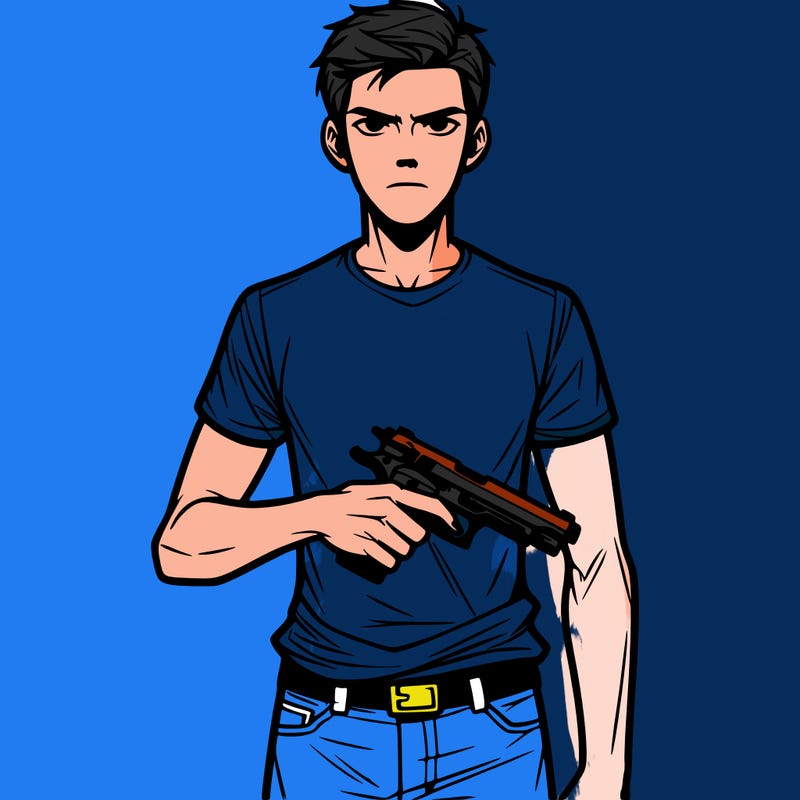 man holding gun.
man holding gun