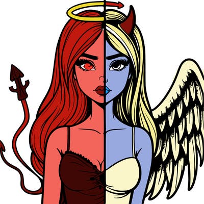 devil vs angel realistic girl