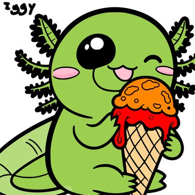 axolot eating icecream