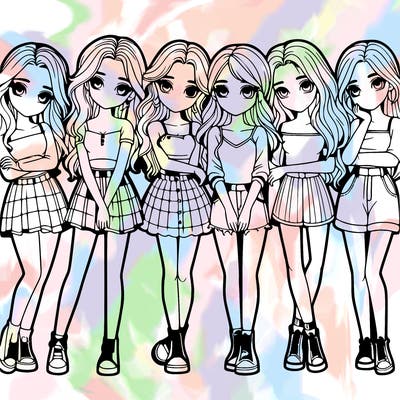 a group of girls realistic