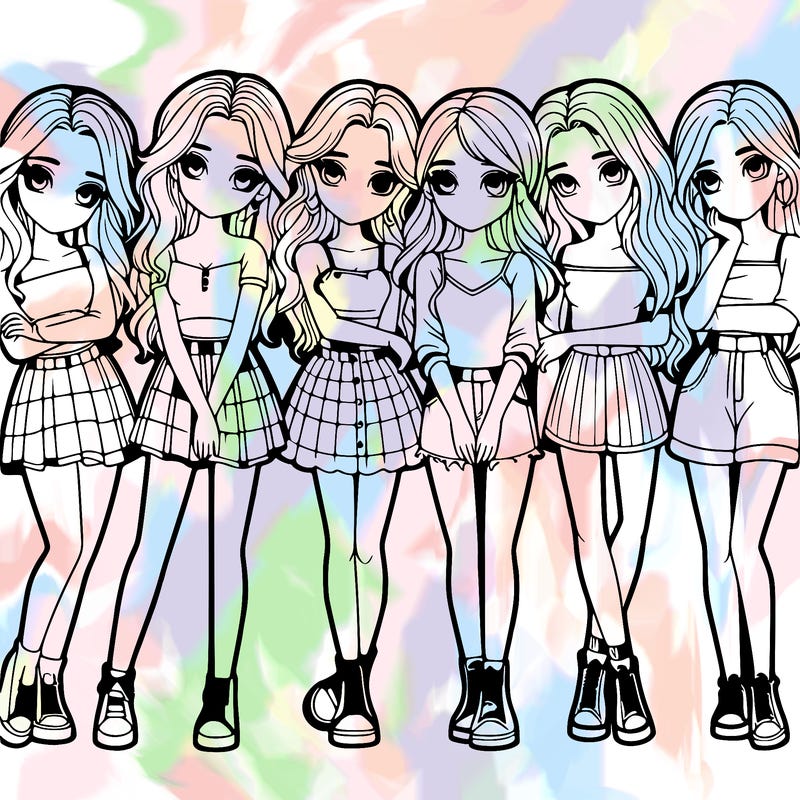 a group of girls realistic