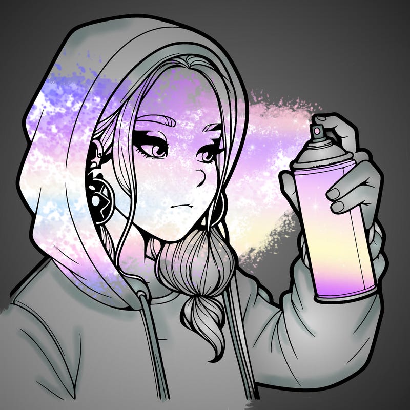a realistic girl, spray painting