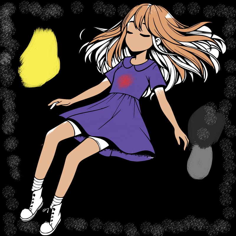 realistic girl floating