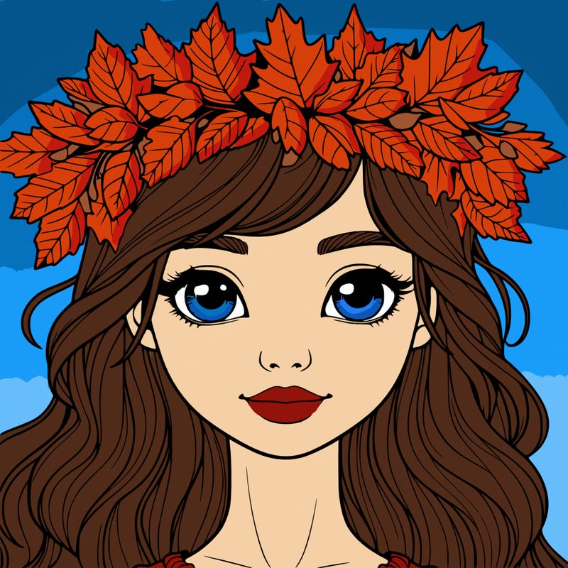 realistic girl with fall leaf crown