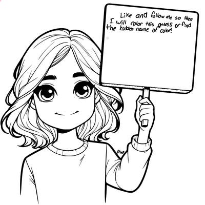 realistic girl holding up a sign