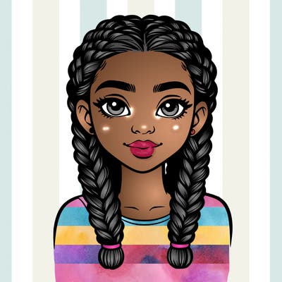 realistic girl with braids