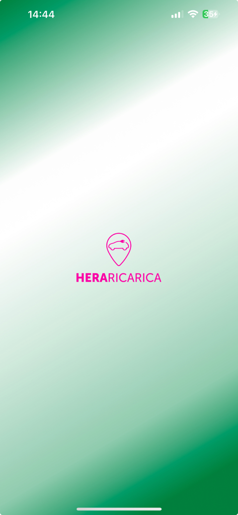 Hera Ricarica - Hera Ricarica app splash screen with pink electric vehicle charging logo
