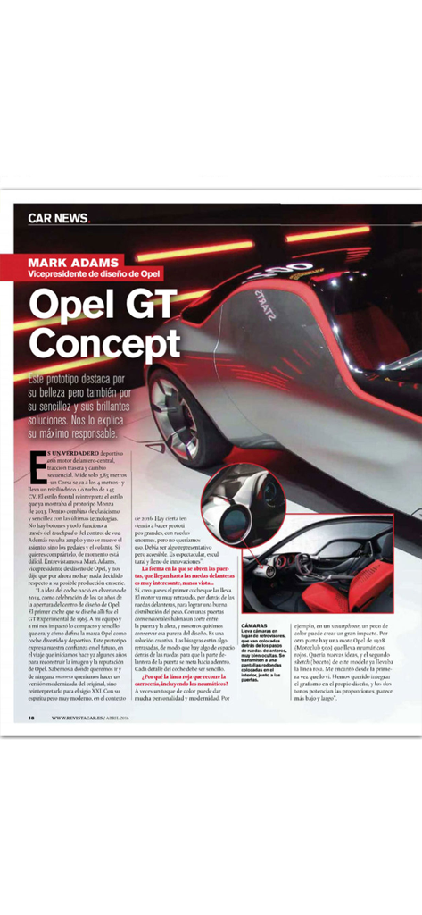 Car España-Revista - Artículo de revista digital sobre el diseño del coche concepto Opel GT en Car España