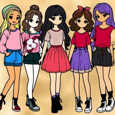 a group of five girls