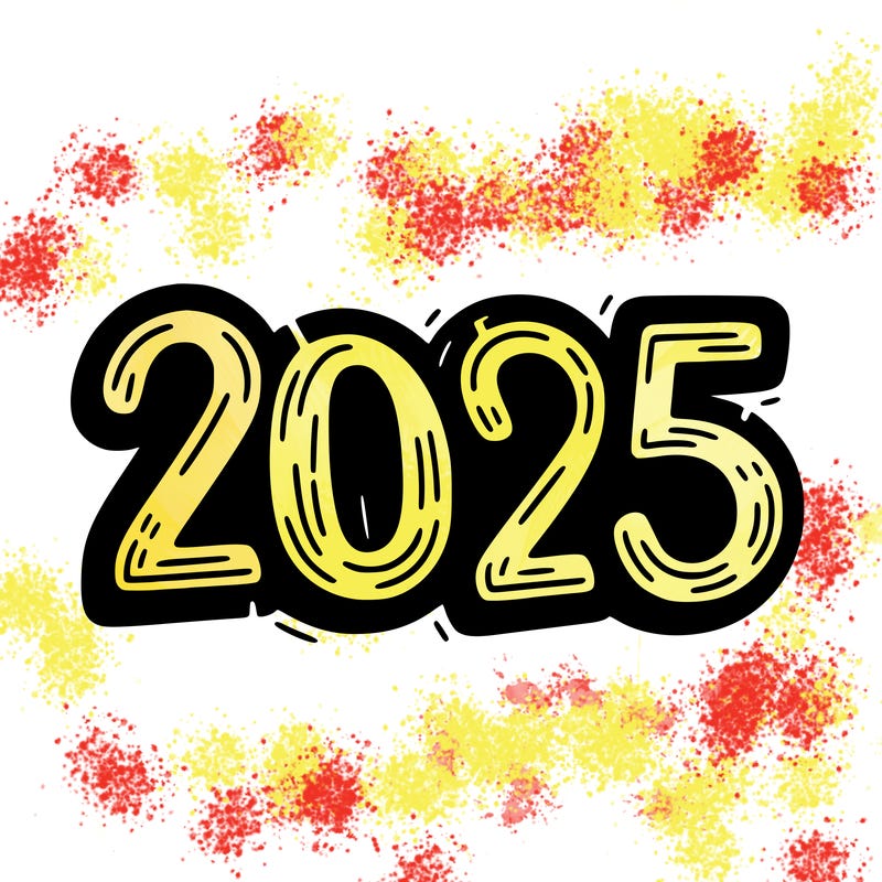 one line scrawled numbers sketch design “2025”