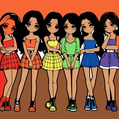 a group of girls realistic