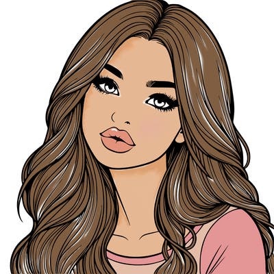 realistic girl with hair on her hair and lips