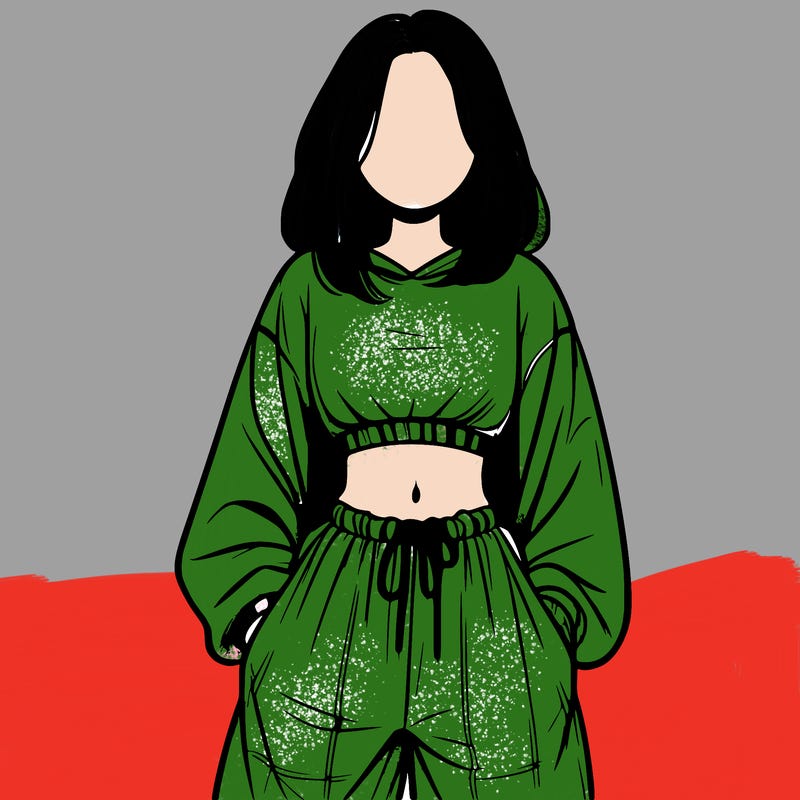 realistic girl faceless with baggy pants and a crop top