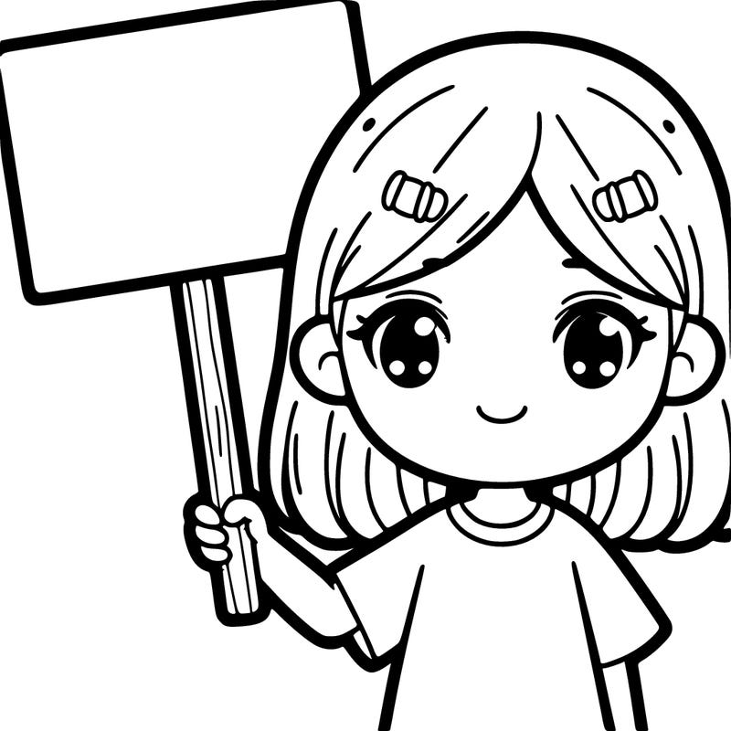 girl holding up a sign