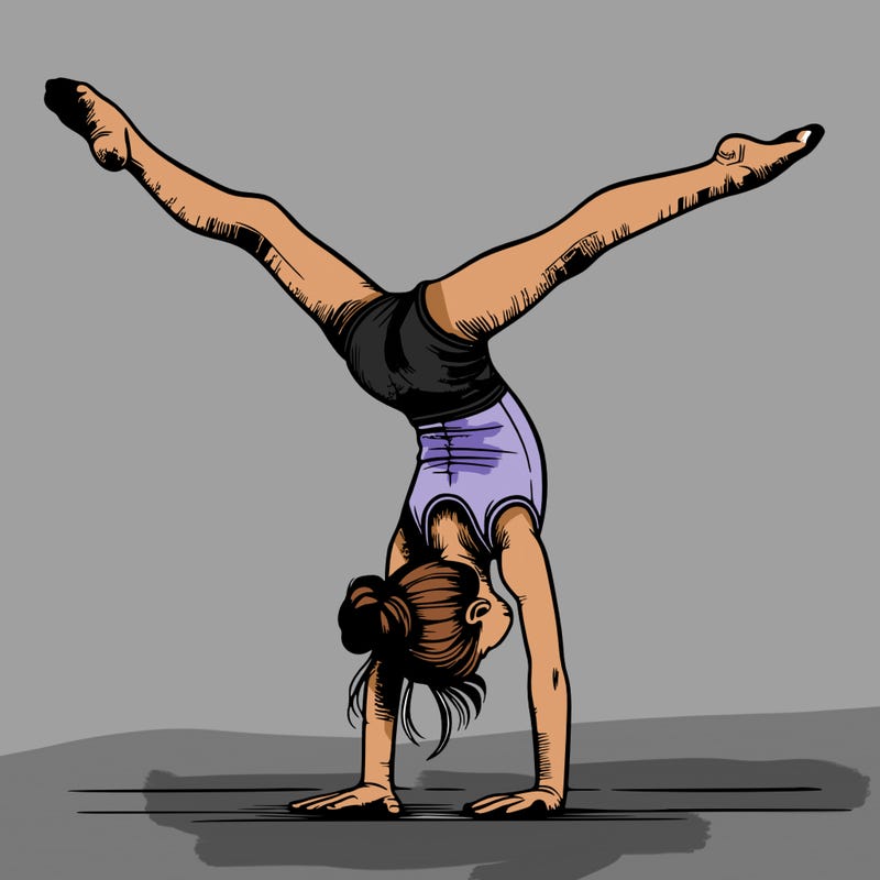 realistic gymnastic hand stand girl in four splits
