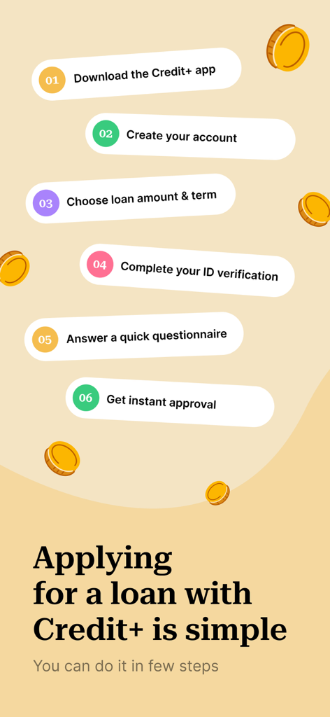 Credit+: Personal Loan App - Six simple steps to apply for a loan on the Credit plus mobile app