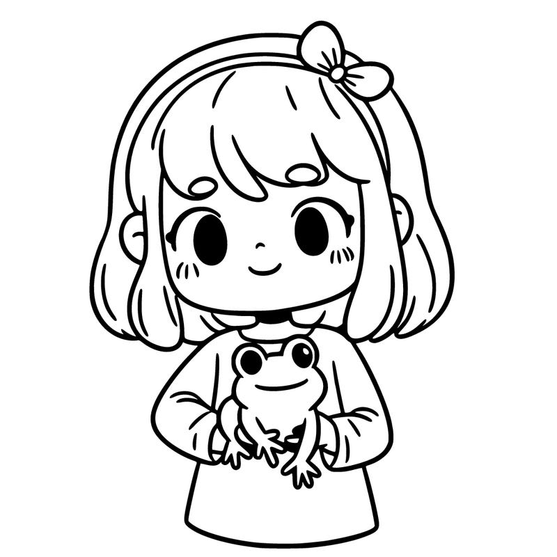 girl holding frog