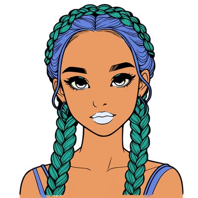 realistic girl with braids