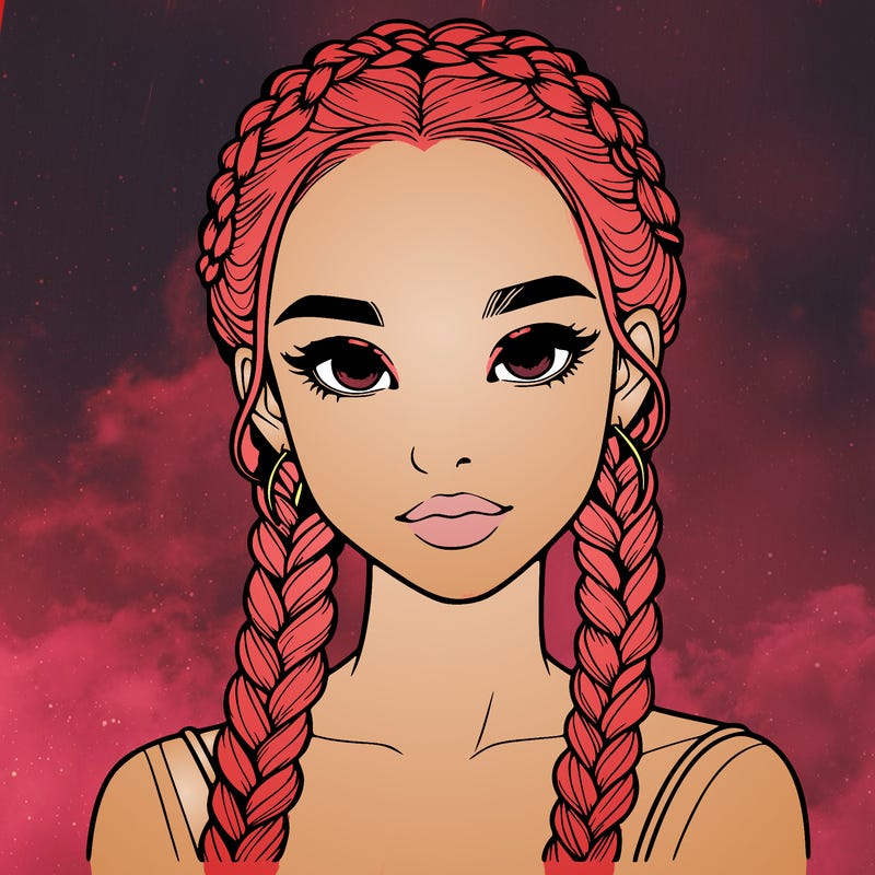 realistic girl with braids