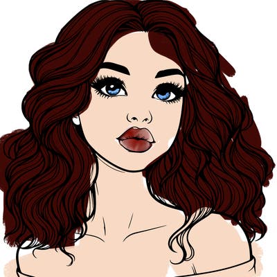 realistic girl with wavy hair and lips