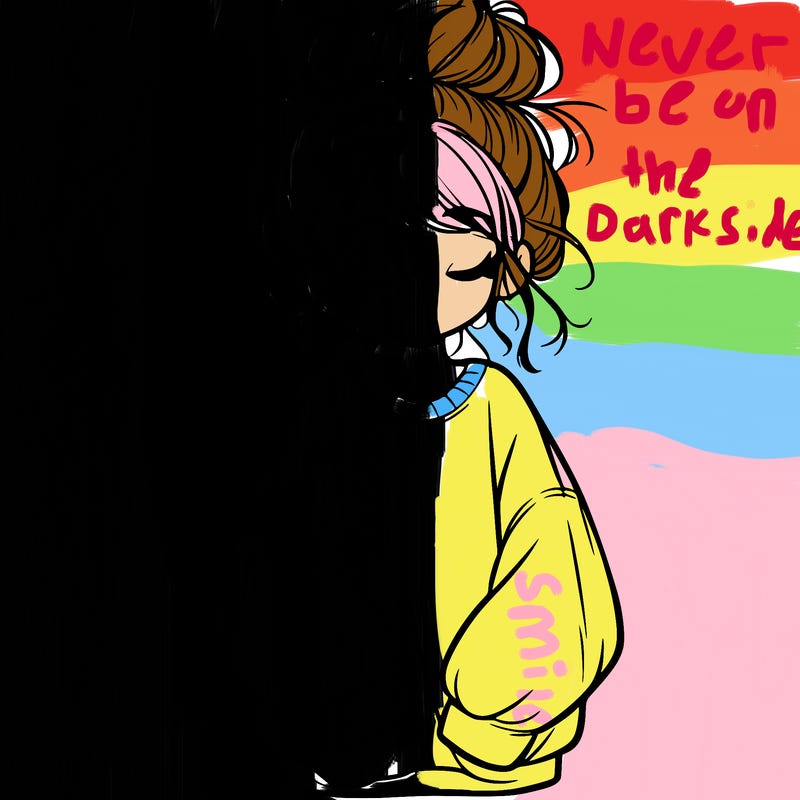 girl with baggy sweatshirt and messy bun