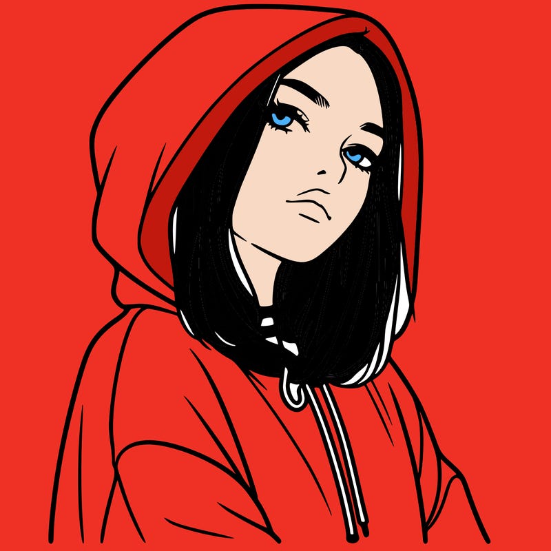 a realistic girl in a hoodie
