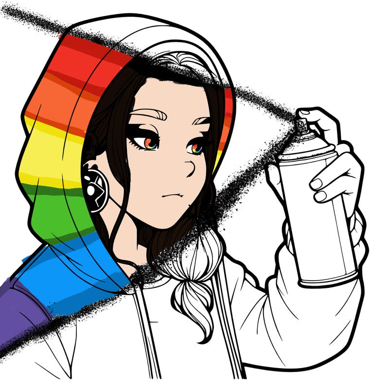 a realistic girl, spray painting