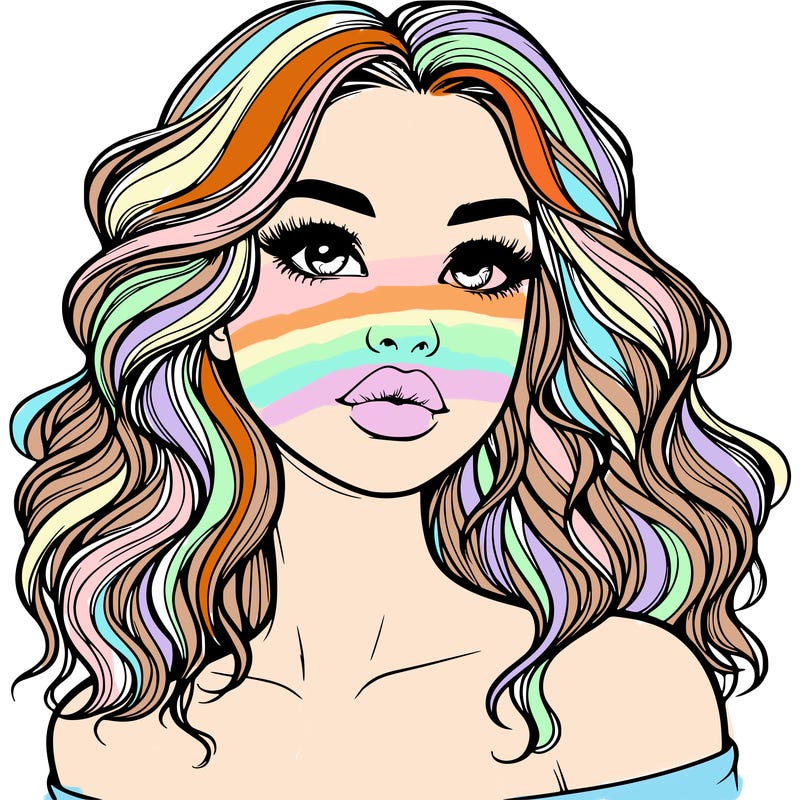 realistic girl with wavy hair and lips