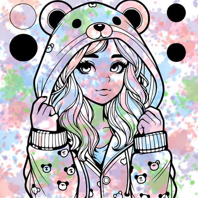 realistic girl in a animal pjs hoodie