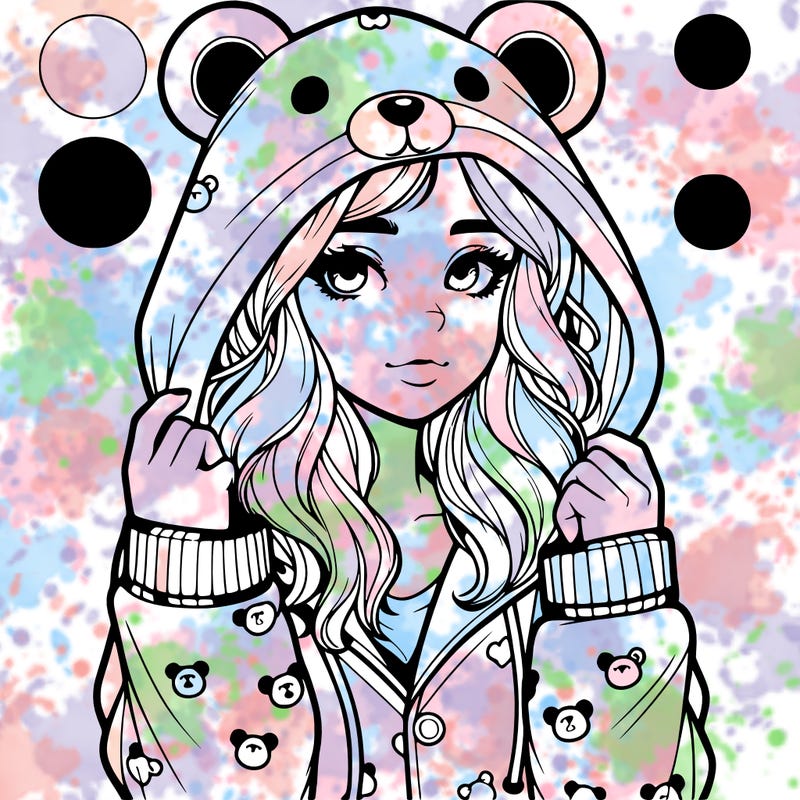 realistic girl in a animal pjs hoodie
