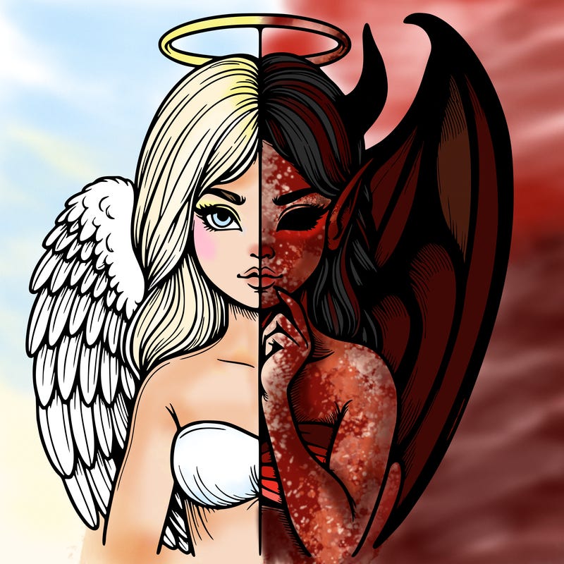 realistic angel half demon