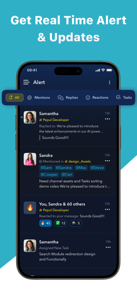Pepul-Social Network app - Smartphone screen showing the Pepul app notification center with activity updates and task alerts