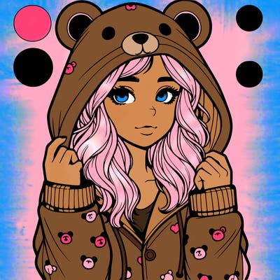 realistic girl in a animal pjs hoodie